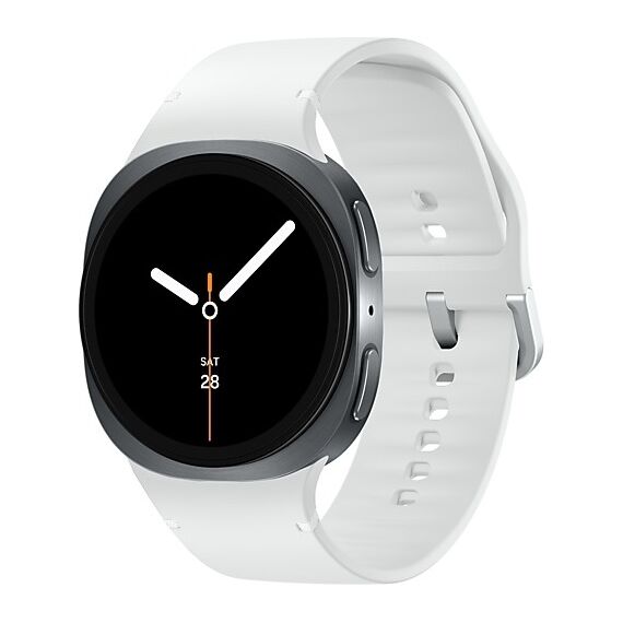 Galaxy Watch8 | 40 мм | Graphite | Sport/White | M/L, Размер ремешка : M/L, Тип ремешка : Sport, Размер корпуса : 40 мм, Подключение часов : Bluetooth / Wi-Fi, Цвет ремешка: White, Цвет: Graphite